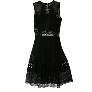 ASOS Zack Petites Black Coquette Mesh‎ Paneled Back-Cutout Dress Sz.US 2-4P/UK 8